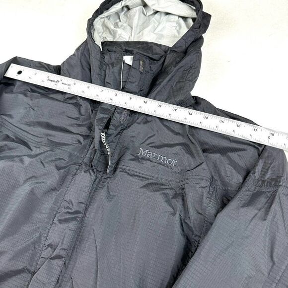 Marmot Jet Black Rain Jacket Foldable Hood Women’s Petite S - Picture 4 of 11